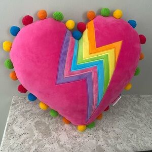 iscream Lovestruck Thunderbolt Pom Pom Heart Pillow